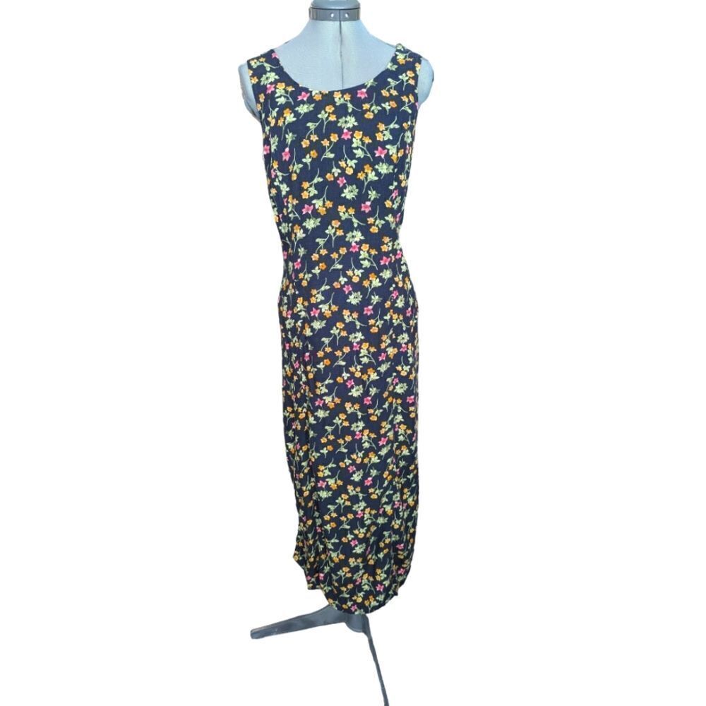 Vintage women's long floral print flowy dress size 12‎